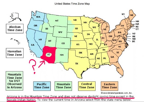 time zone map usa phoenix